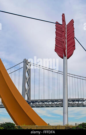 Portion of the Bay Bridge seen through the Cupid's Spanin Stock Photo