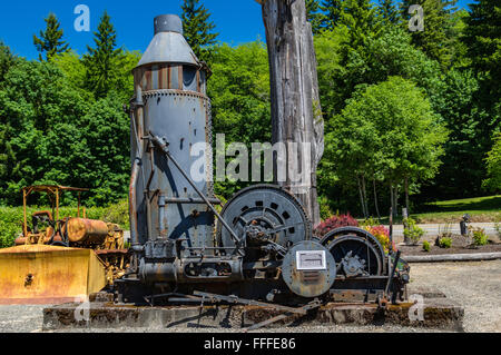 Logging equipment at the Camp 18 logging museum. Else, Oregon Stock Photo