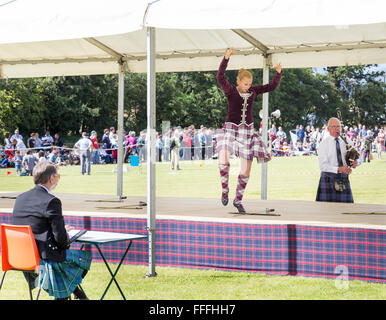 Highland dancing competition at the Stirling Highland games , Stirling in Scotland