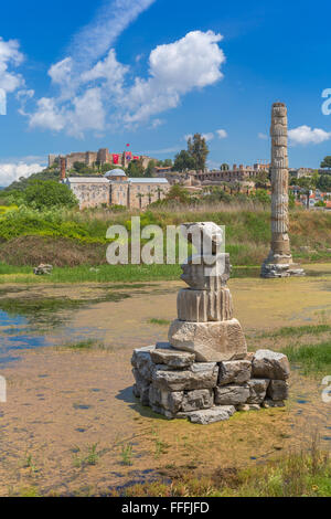 Ruins of Temple of Artemis, Ephesus, Selcuk, Izmir Province, Turkey Stock Photo