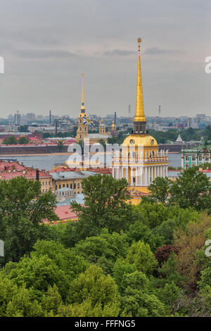 Admiralty building, View from the Colonnade of St. Isaac's Cathedral, Saint Petersburg, Russia Stock Photo