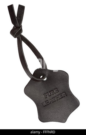 Leather label, isolated on the white background, clipping path included. Stock Photo