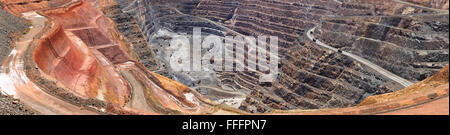 Close up fragment of open super pit gold ore mine in Western Australia as illustration of resource boom and heavy industry Stock Photo