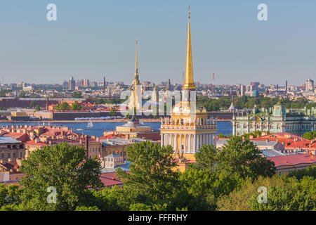Admiralty building, View from the Colonnade of St. Isaac's Cathedral, Saint Petersburg, Russia Stock Photo