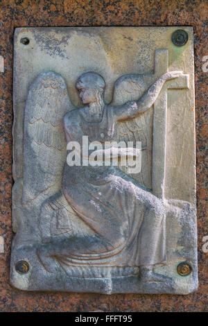 Angel with cross, Tikhvin Cemetery, Alexander Nevsky Lavra, Saint Petersburg, Russia Stock Photo