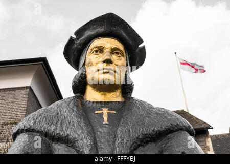 Sir Thomas Moore Statue, Cheyne Walk, Chelsea, Royal Borough of Kensington and Chelsea, London, England, United Kingdom Stock Photo