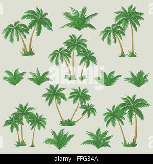 Vector Set Of Tropical Palm Trees Silhouettes Illustration Isolated On ...