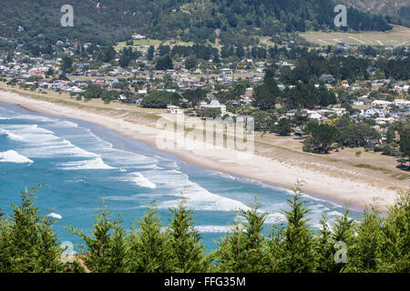 View of Pauanui beach, Tairua, Coromandel Peninsula, Waikato, North Island, New Zealand, Pacific Stock Photo