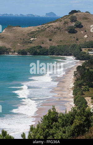 Hahei Beach,viewed from Grange Road,looking south, Coromandel Peninsula,North Island,New Zealand,N.Z.,Australasia,Oceania, Stock Photo