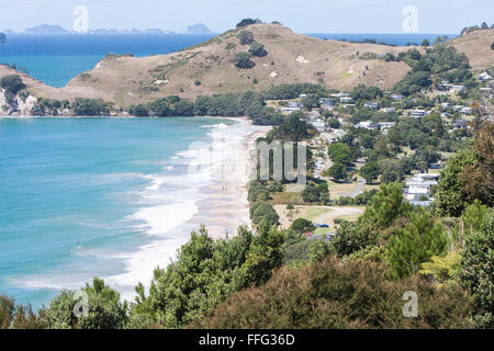 Hahei Beach,viewed from Grange Road,looking south, Coromandel Peninsula,North Island,New Zealand,N.Z.,Australasia,Oceania, Stock Photo