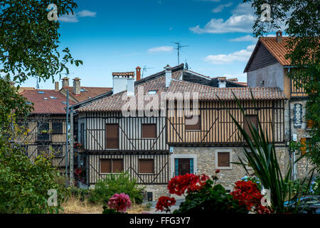 New houses must be built in the style of the medieval originals by law. La Alberca, Castille y Leon. Spain Stock Photo