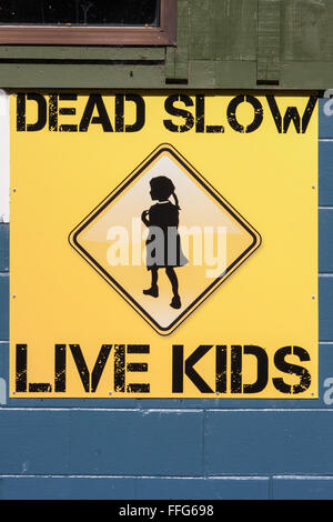 Informative sign near school in Auckland,North Island,New Zealand Stock Photo