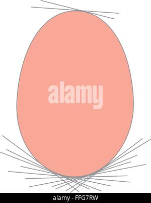 Vector - Colored Easter egg in a straw nest with two straws attached to egg's top Stock Vector