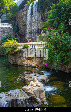 Hong Kong Park and Waterfall, Hong Kong Stock Photo