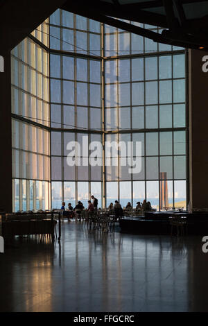 Museum of Islamic Art, MIA, Doha, Qatar. Iconic building designed by renowned architect I.M. Pei.  Interior space, cafe area. Stock Photo