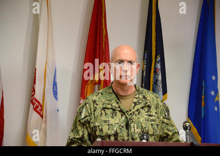 Kurt W. Tidd Admiral, United States Navy Commander, U.S. Southern Command at guantanamo bay cuba gtmo press conference Stock Photo
