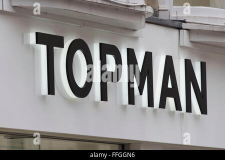 Topman high street fashion store sign logo. Stock Photo