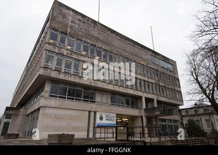 General view of Cardiff Central Police station on King Edward VII Avenue in Cardiff, South Wales. Stock Photo