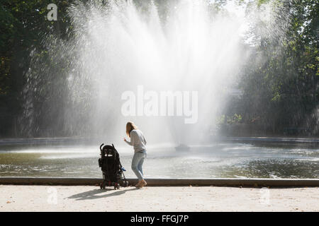 Fountain in Brussels Park - Parc de Bruxelles - Warandepark, Belgium Stock Photo