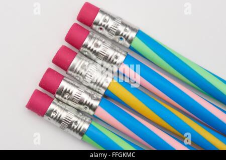 Rubber tipped eraser pencils Stock Photo