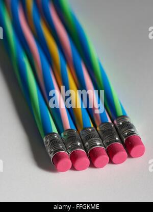 Rubber tipped eraser pencils Stock Photo