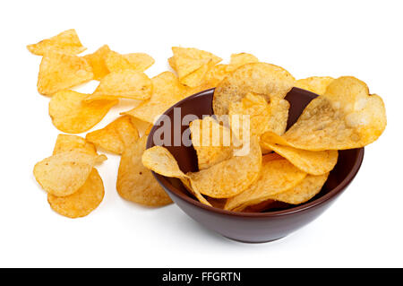 Potato chips in the mug isolated on a white background Stock Photo