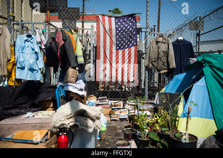 Skid Row is an area of downtown Los Angeles and a main area that the Vet Hunters search for homeless veterans and people who need help. Skid Row is a 54-block area with thousands of homeless individuals. It is one of the largest homeless sections in the country. Stock Photo