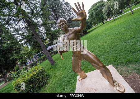 Bruce Lee statue designed by Ivan Fijolic in Zrinjevac City Park, Mostar in Bosnia and Herzegovina Stock Photo