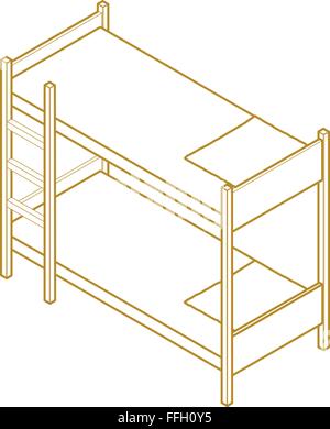 bunk bed isometric perspective view Stock Vector