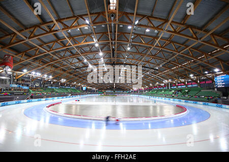 Hamar, Norway. 13th Feb, 2016. Hamar Olympic Hall Viking Ship Speed Skating : at Hamar Olympic Hall Viking Ship during the Lillehammer 2016 Winter Youth Olympic Games in Hamar, Norway . Credit:  Shingo Ito/AFLO SPORT/Alamy Live News Stock Photo