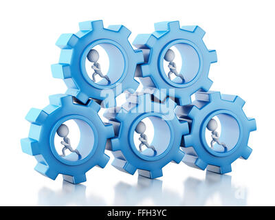 3d image. White business people with a gear mechanism. Team concept. Isolated white background Stock Photo