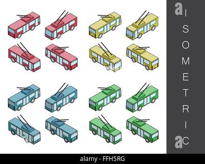 Trolleybus isometric color vector illustration Stock Vector Image & Art ...
