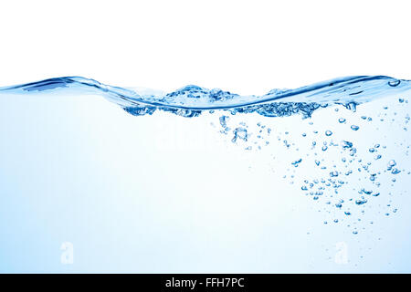 Water splash with bubbles of air, isolated on the white background. Stock Photo