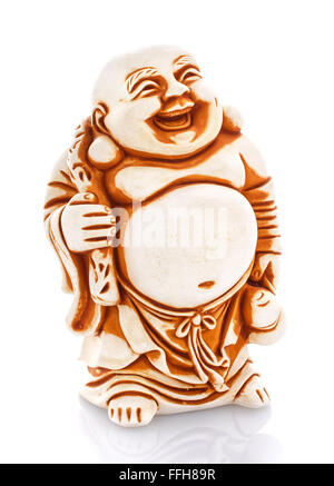 Figurine Cheerful Hotei on a white Stock Photo