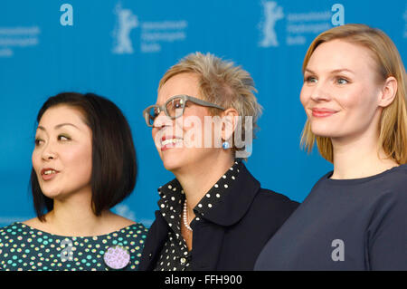 Berlin, Germany. 13th Feb, 2016. Kaori Momoi, Doris Dörrie and Rosalie Thomass during the 'Grüße aus Fukushima/Fukushima, mon amour' photocall at the 66th Berlin International Film Festival/Berlinale 2016 on February 13, 2016 in Berlin, Germany. Credit:  dpa/Alamy Live News Stock Photo