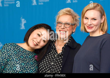 Berlin, Germany. 13th Feb, 2016. Kaori Momoi, Doris Dörrie and Rosalie Thomass during the 'Grüße aus Fukushima/Fukushima, mon amour' photocall at the 66th Berlin International Film Festival/Berlinale 2016 on February 13, 2016 in Berlin, Germany. Credit:  dpa/Alamy Live News Stock Photo