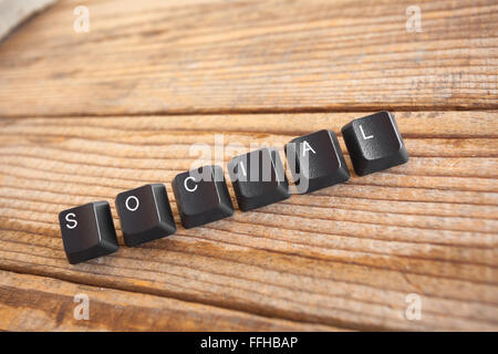 "social" wrote with keyboard keys on wooden background Stock Photo