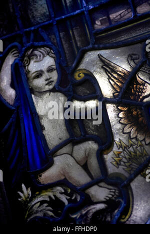 Stained Glass window, St Nicholas Cathedral, Newcastle Stock Photo