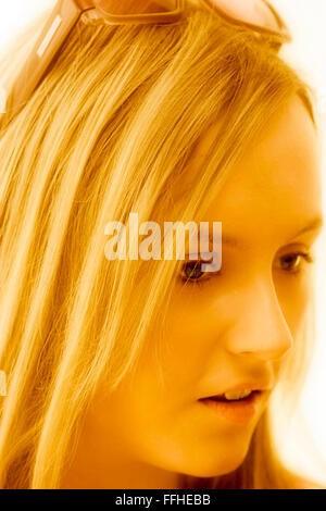 Download Gold Face Girl With Half Face Shadowed Eyes Open Smile Stock Photo Alamy PSD Mockup Templates