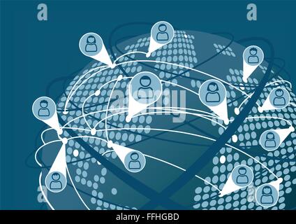 Globe with social networking concept. Vector background. Stock Vector