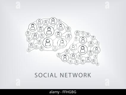 Social network vector background with icons and speech bubble Stock Vector
