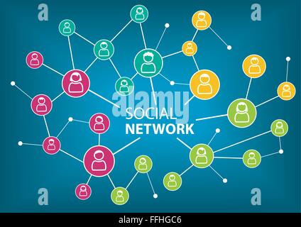 Concept of social network to connect friends, families and global workforce Stock Vector