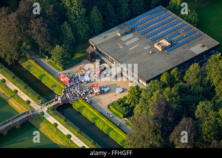 Aerial view, Schloss Nordkirchen, classical open-air spectacle 'Night of thousand candles' at the castle in Nordkirchen, baroque Stock Photo