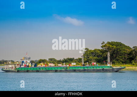 Transport Ship  Serra Dourada XVII On The Amazon Santarem Brazil Stock Photo