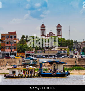 Amazon River Boats Tied Up Santarem Brazil Stock Photo