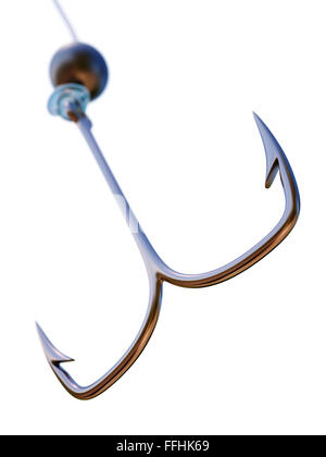 Double fishing hook isolated on white background Stock Photo