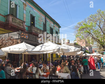 Buenos Aires, Argentina  - 18th October 2015: View of famous street, Caminito. Stock Photo
