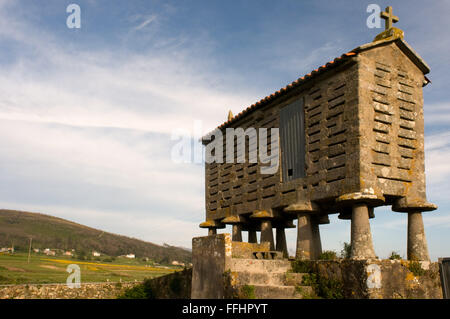 Way of St. James, Jacobean Route. A horreo next to San Salvador de Duio. Fisterra. Finisterre, A Coruña. St. James's Way, St. Ja Stock Photo