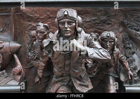 Pilots bronze sculptures from the Battle of Britain Monument by Paul Day, London, United Kingdom. Stock Photo