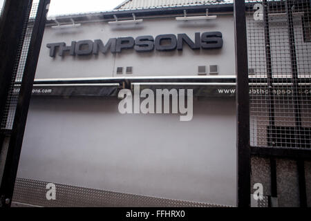 Belfast 31st January 2016. Exterior of Thompsons Garage Night Club in ...